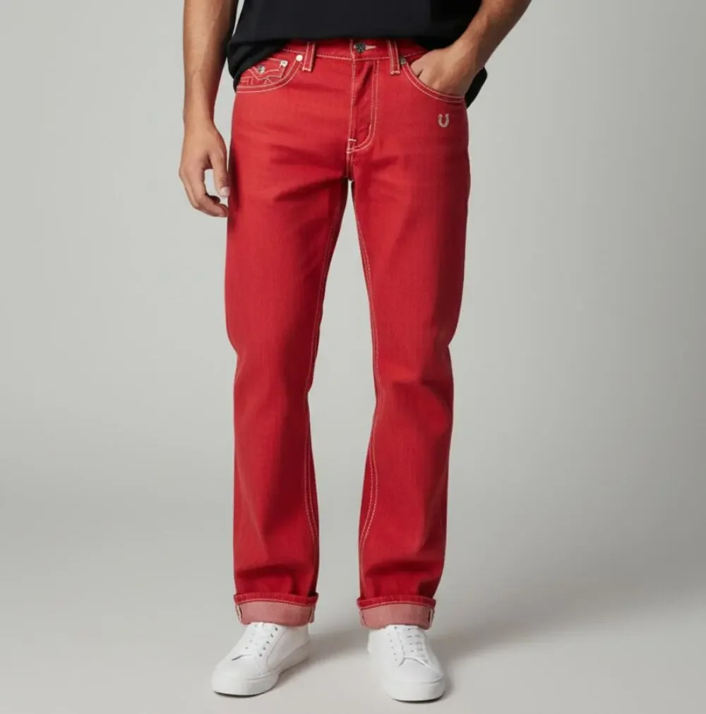 TRUE RELIGION Men's Straight Leg Jeans Size 33 In Red